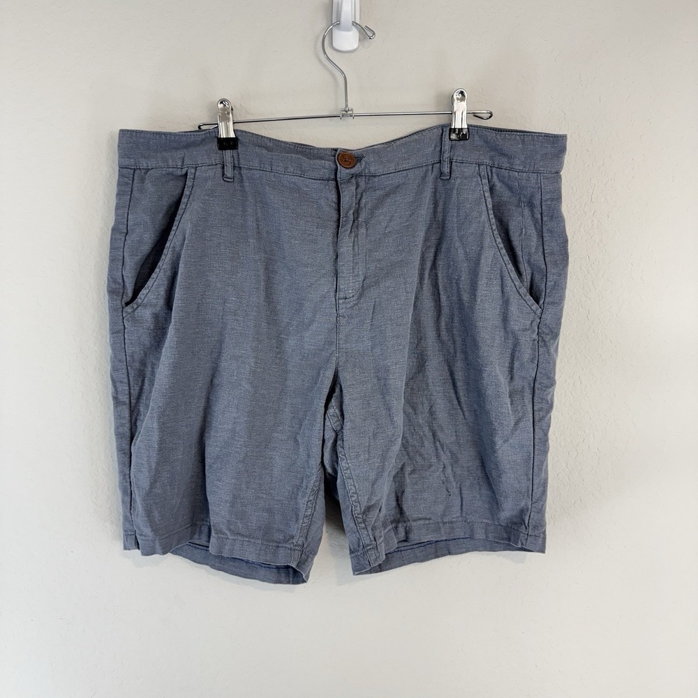 Mugsy Seaside Linen Blend Shorts Blue Men's 42 Casual Stretch
